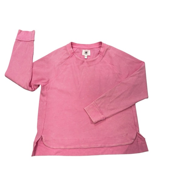 Sunnyside by SUNDRY Pink Stonewashed Waffle Knit Pullover Top, Sz Lg - Picture 9 of 14